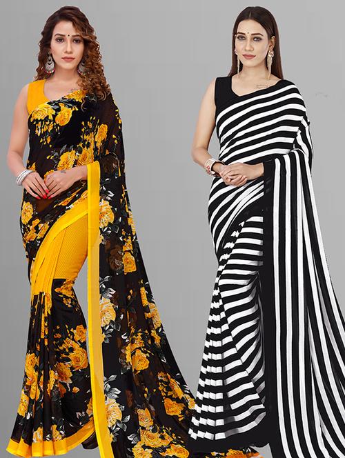women pack of 2 casual wear combo saree with blouse - 21432981 - Very Small Image - 1