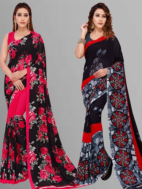 women pack of 2 casual wear combo saree with blouse - 21432983 - Very Small Image - 1
