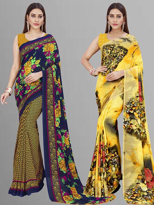 women pack of 2 casual wear combo saree with blouse - 21432984 - Very Small Image - 1