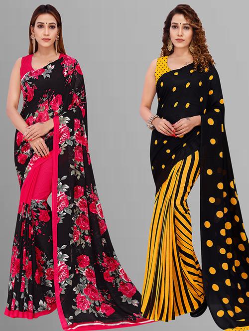women pack of 2 casual wear combo saree with blouse - 21432986 - Very Small Image - 1