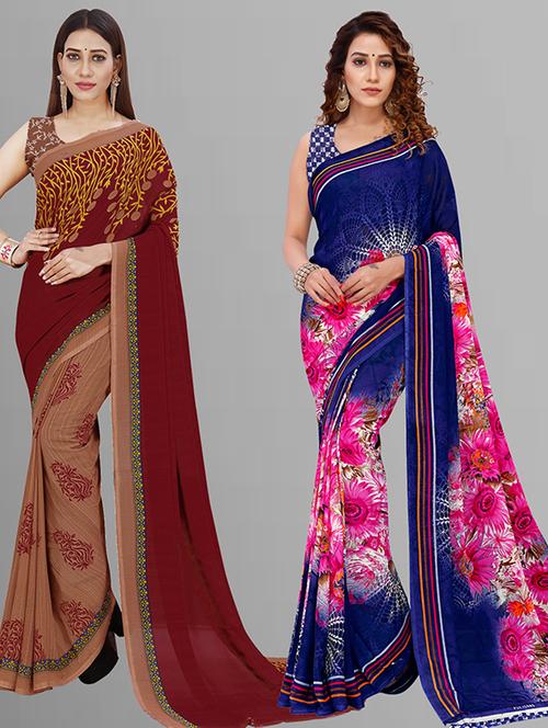 women pack of 2 casual wear combo saree with blouse - 21432988 - Very Small Image - 1