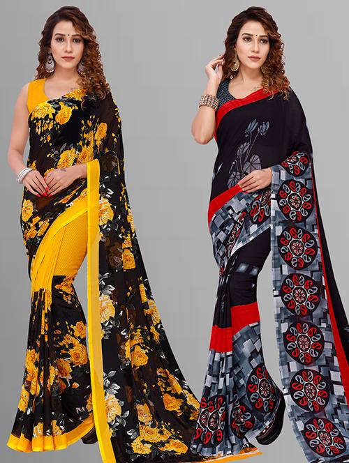 women pack of 2 casual wear combo saree with blouse - 21432990 - Very Small Image - 1