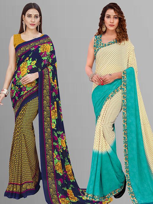 women pack of 2 casual wear combo saree with blouse - 21432991 - Very Small Image - 1
