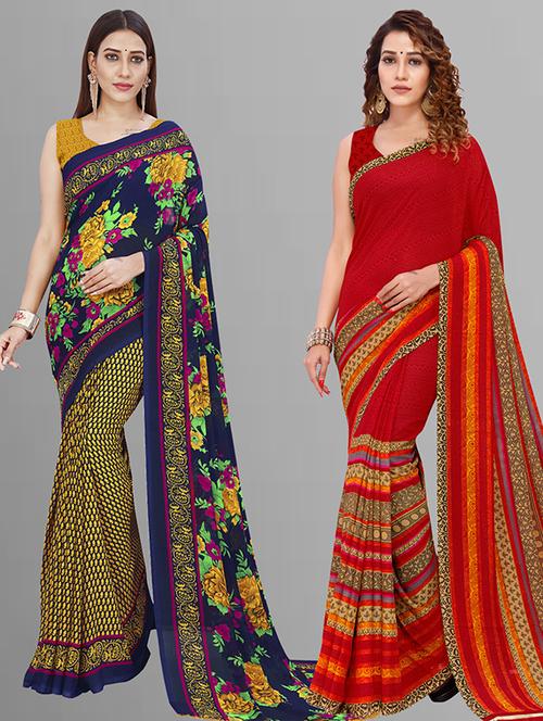 women pack of 2 casual wear combo saree with blouse - 21432993 - Very Small Image - 1