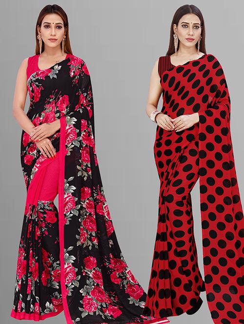 women pack of 2 casual wear combo saree with blouse - 21432994 - Very Small Image - 1