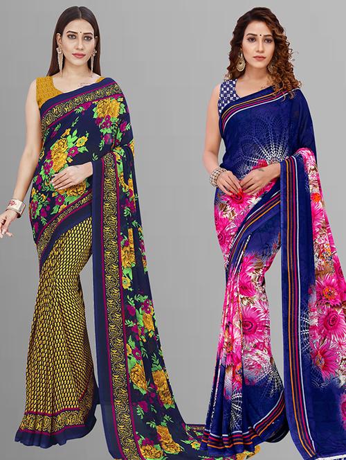 women pack of 2 casual wear combo saree with blouse - 21432996 - Very Small Image - 1