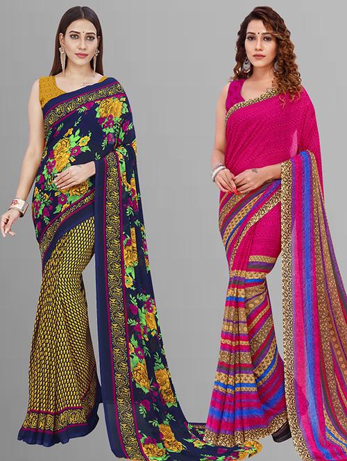 women pack of 2 casual wear combo saree with blouse - 21432997 - Very Small Image - 1