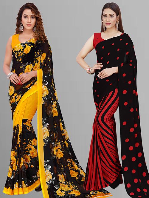 women pack of 2 casual wear combo saree with blouse - 21432998 - Very Small Image - 1