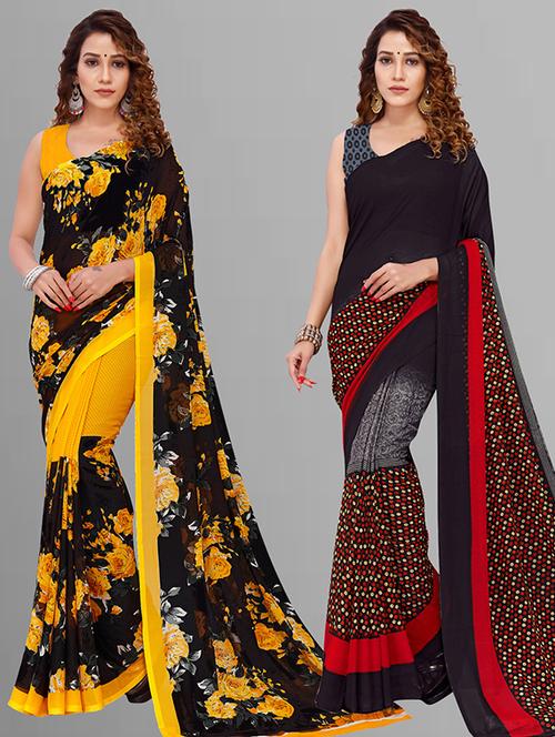 women pack of 2 casual wear combo saree with blouse - 21432999 - Very Small Image - 1