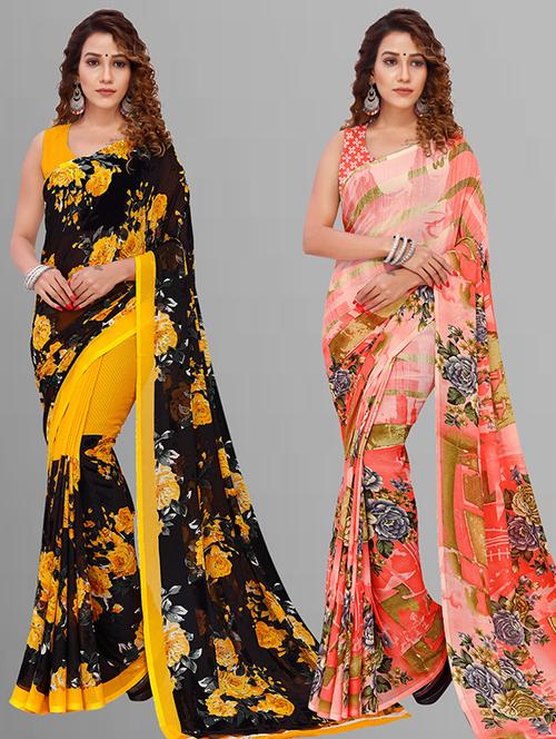 women pack of 2 casual wear combo saree with blouse - 21433000 - Very Small Image - 1
