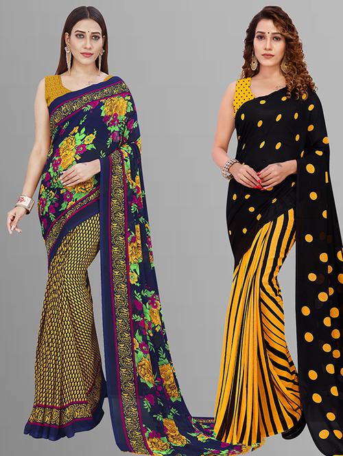 women pack of 2 casual wear combo saree with blouse - 21433004 - Very Small Image - 1
