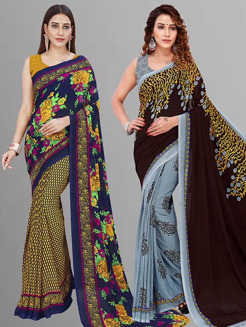 women pack of 2 casual wear combo saree with blouse - 21433006 - Very Small Image - 1