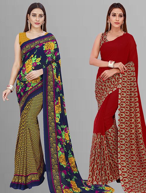 women pack of 2 casual wear combo saree with blouse - 21433008 - Very Small Image - 1