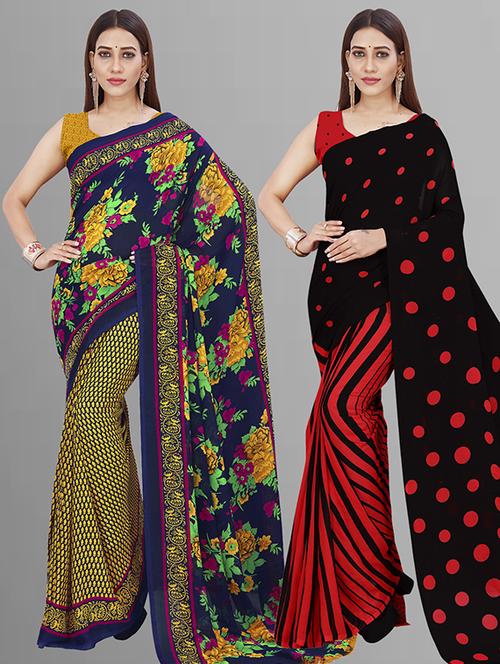 women pack of 2 casual wear combo saree with blouse - 21433016 - Very Small Image - 1