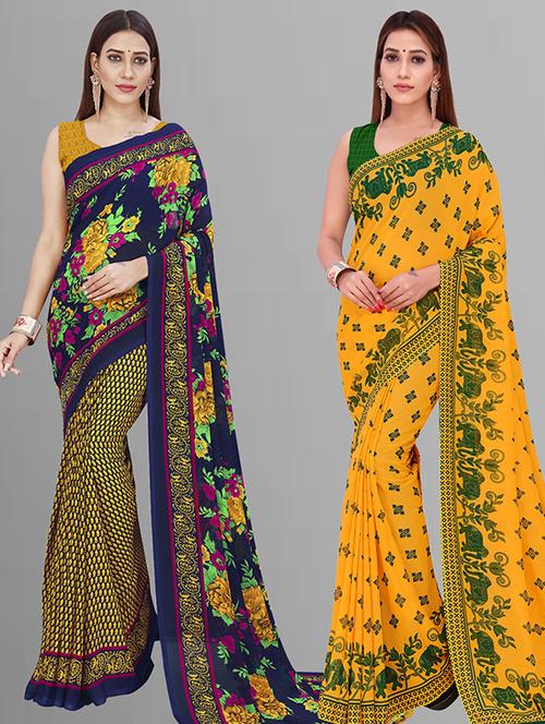 women pack of 2 casual wear combo saree with blouse - 21433021 - Very Small Image - 1