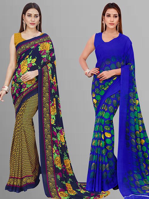 women pack of 2 casual wear combo saree with blouse - 21433023 - Very Small Image - 1