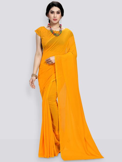 women plain casual wear saree  with blouse - 21433036 - Very Small Image - 1