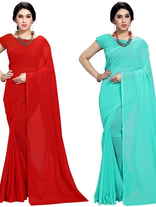 women pack of 2 casual wear combo sarees with blouse - 21433039 - Very Small Image - 1