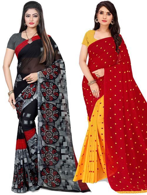women pack of 2 casual wear combo sarees with blouse - 21433043 - Very Small Image - 1