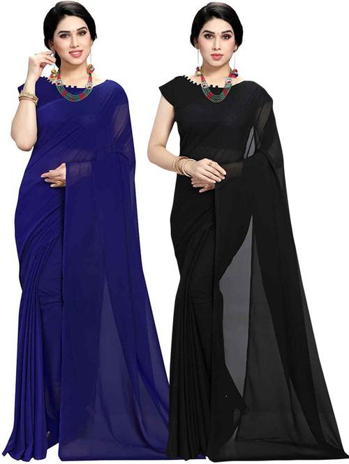 women pack of 2 casual wear combo sarees with blouse - 21433053 - Very Small Image - 1