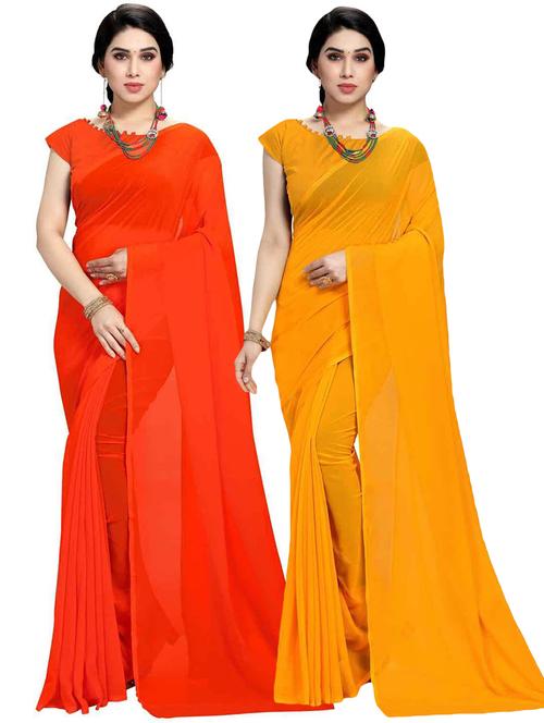 women pack of 2 casual wear combo sarees with blouse - 21433057 - Very Small Image - 1