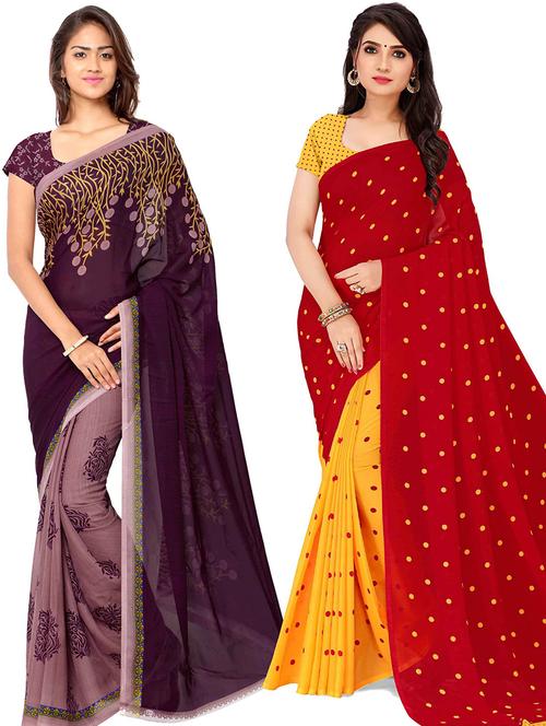 women pack of 2 casual wear combo saree with blouse - 21433058 - Very Small Image - 1