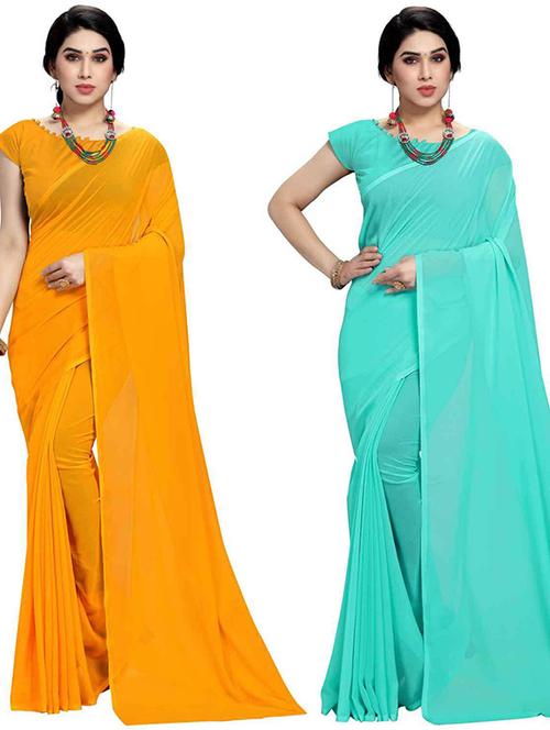 women pack of 2 casual wear combo sarees with blouse - 21433059 - Very Small Image - 1