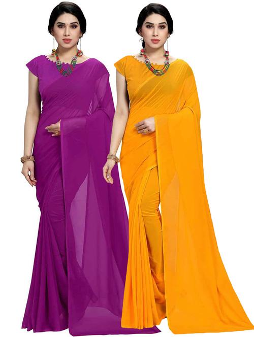 women pack of 2 casual wear combo sarees with blouse - 21433064 - Very Small Image - 1