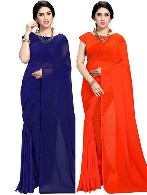 women pack of 2 casual wear combo sarees with blouse - 21433071 - Very Small Image - 1