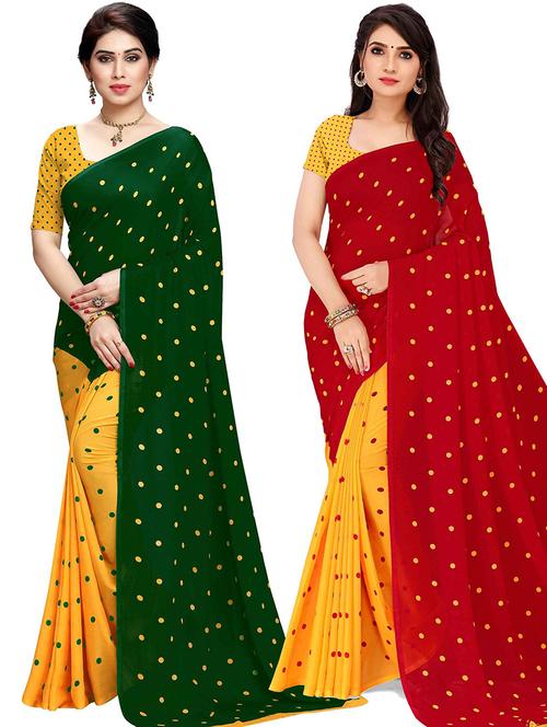 women pack of 2 casual wear combo sarees with blouse - 21433073 - Very Small Image - 1