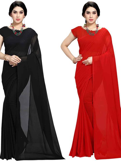 women pack of 2 casual wear combo sarees with blouse - 21433074 - Very Small Image - 1