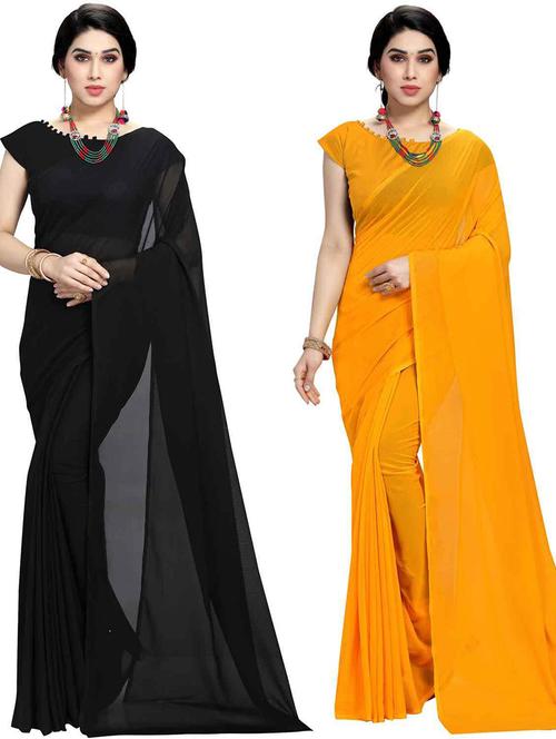 women pack of 2 casual wear combo saree with blouse - 21433079 - Very Small Image - 1