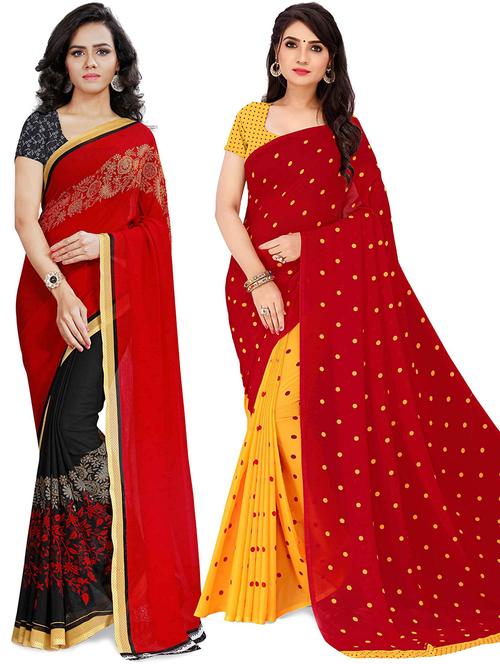 women pack of 2 casual wear combo sarees with blouse - 21433086 - Very Small Image - 1