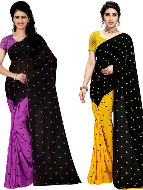 women pack of 2 casual wear combo sarees with blouse - 21433090 - Very Small Image - 1