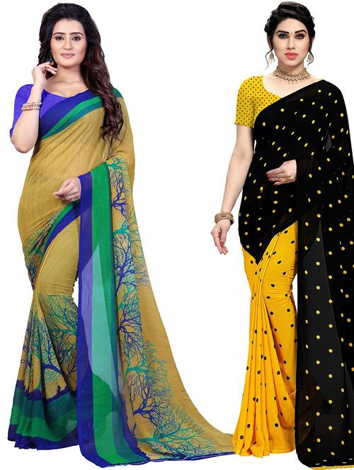 women pack of 2 casual wear combo sarees with blouse - 21433091 - Very Small Image - 1