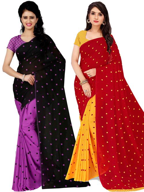 women pack of 2 casual wear combo saree with blouse - 21433096 - Very Small Image - 1
