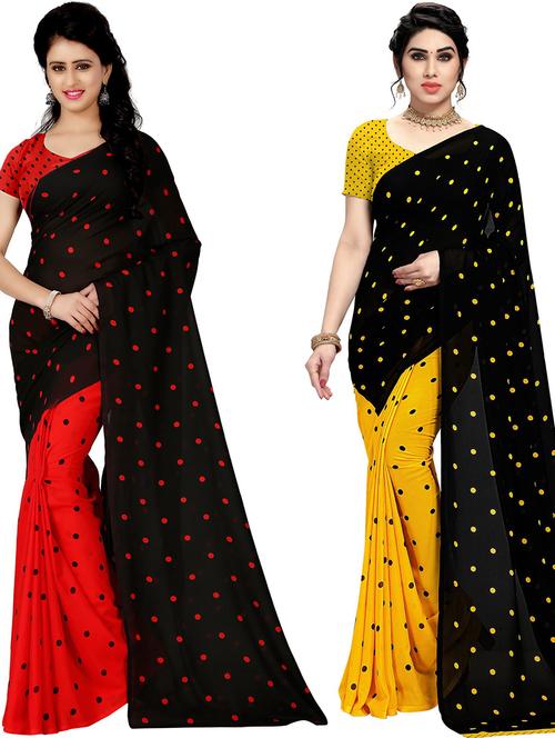 women pack of 2 casual wear combo sarees with blouse - 21433097 - Very Small Image - 1