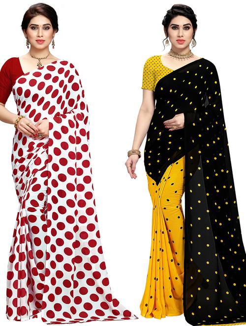 multi colored georgette combo saree with blouse - 21433100 - Very Small Image - 1