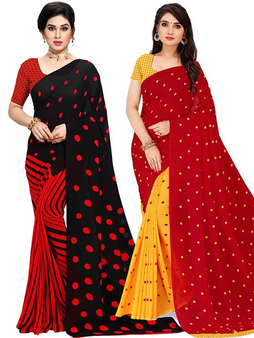 women pack of 2 casual wear combo sarees with blouse - 21433104 - Very Small Image - 1