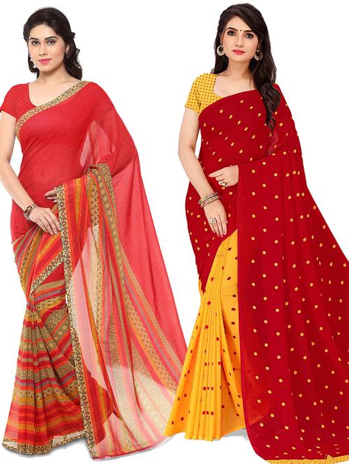 women pack of 2 casual wear combo sarees with blouse - 21433105 - Very Small Image - 1