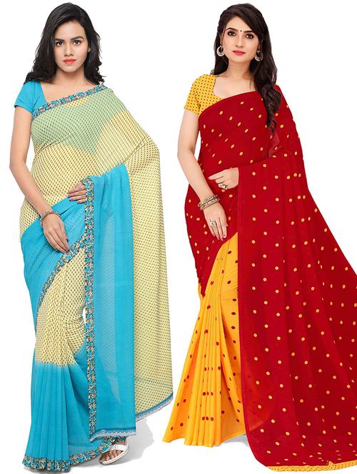 women pack of 2 casual wear combo sarees with blouse - 21433109 - Very Small Image - 1