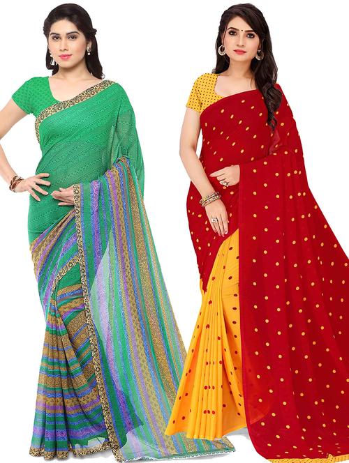 women pack of 2 casual wear combo sarees with blouse - 21433111 - Very Small Image - 1