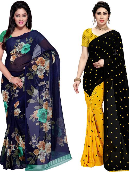women pack of 2 casual wear combo sarees with blouse - 21433122 - Very Small Image - 1