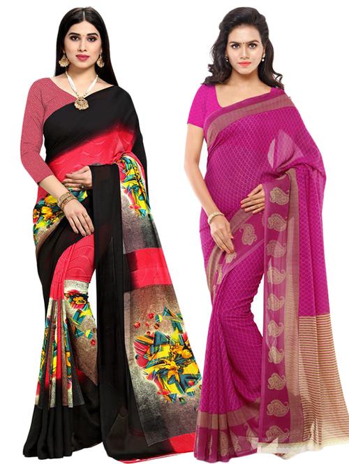 women pack of 2 casual wear combo sarees with blouse - 21433125 - Very Small Image - 1