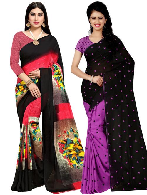 women pack of 2 casual wear combo sarees with blouse - 21433127 - Very Small Image - 1
