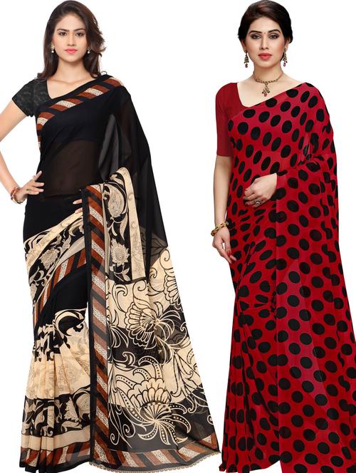 women pack of 2 casual wear combo sarees with blouse - 21433136 - Very Small Image - 1