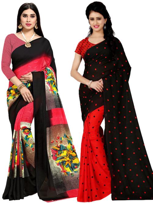 women pack of 2 casual wear combo sarees with blouse - 21433145 - Very Small Image - 1