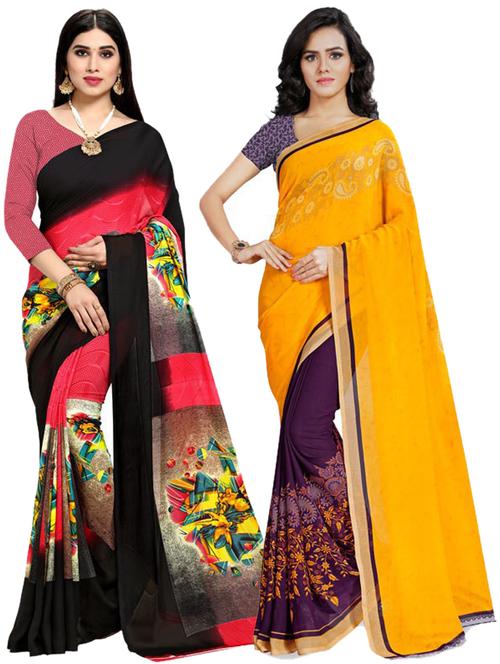 women pack of 2 casual wear combo sarees with blouse - 21433157 - Very Small Image - 1