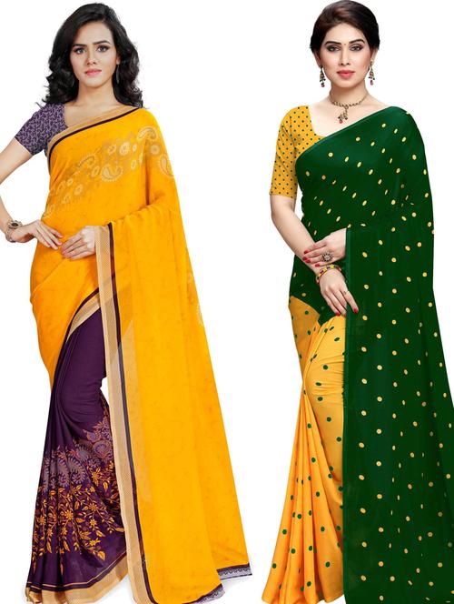 women pack of 2 casual wear combo sarees with blouse - 21433166 - Very Small Image - 1