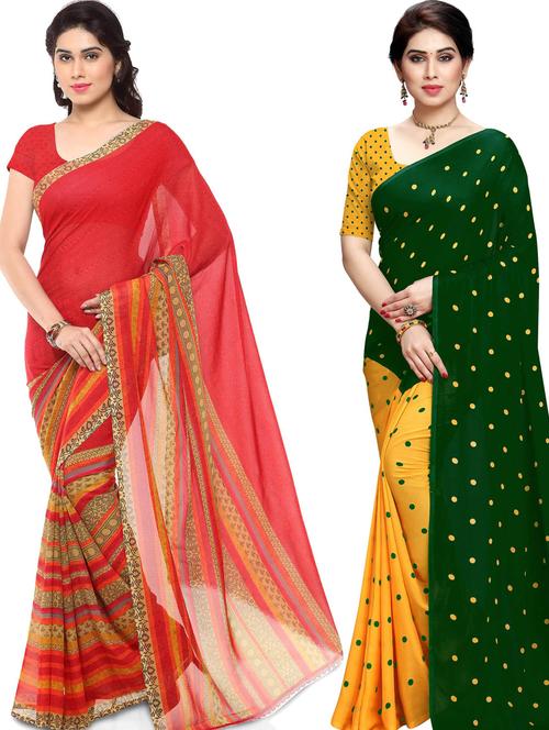 women pack of 2 casual wear combo sarees with blouse - 21433176 - Very Small Image - 1